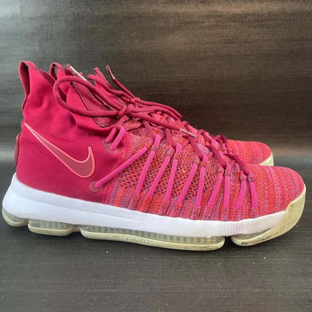 Nike Zoom KD 9 Mens size 10.5 Basketball Athletic Running‎ Red Shoes 878637